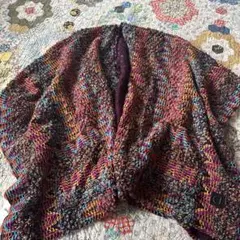 新品未使用　Desigualデシグアル　まだら模様のウール素材カフタンポンチョ