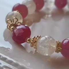 赤瑪瑙＆ストロベリークォーツのブレスレット ＆ペンダントの 