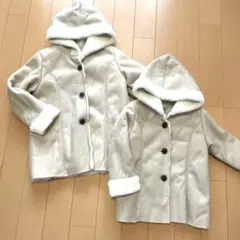 プティマイン 姉妹お揃い　ムートンコート　ベージュ　110 130 セット