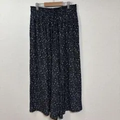 CINEMA CLUB ネイビー系　花柄　ワイドパンツ　【Ｌ】　ポケット付き