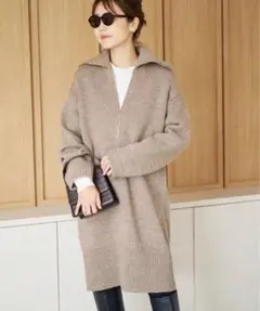 plage ハーフジップニットワンピース