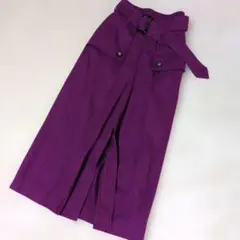 LilyBrown　パープルヘリンボーン柄ロングスカートセンタースリット入りさ