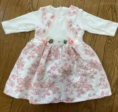 セレモニー　ドレス　花柄　ピンク　長袖　上品　80㎝