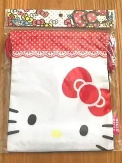 【新品】ハローキティ(ホワイト×ブラック) 巾着 サンリオ
