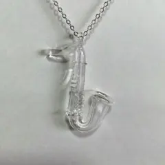 サックス ガラス ネックレス