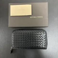 ✨美品✨ ボッテガヴェネタ イントレチャート ラウンドファスナー 長財布 黒