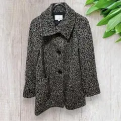 any FAM エニィファム ツイードコート ハーフ丈 2 ウール混 美品