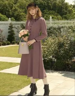 未使用タグ付きan another angelus 別珍ライン使い　ワンピース