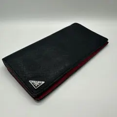 PRADA プラダ 長財布 サフィアーノ レザー ブラック×レッド バイカラー