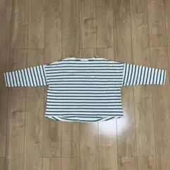 【AMERICAN HOLIC】ボートネックボーダーカットプルオーバー　グリーン