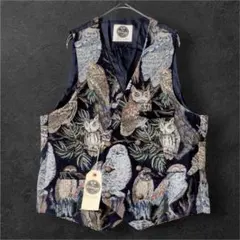 【高級】新品 MITCHUMM イタリア ゴブラン フクロウ ベスト 総柄