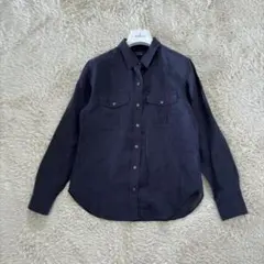 【美品】 Theory リネン100% 長袖シャツ Sサイズ 春夏 麻 ネイビーのサムネイル