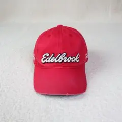 企業ロゴ イベントキャップ フェード感 レッド 刺繍ロゴ アメカジ