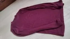 レッド リブ編み 長袖ニット