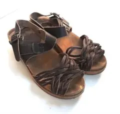Swedish Clogs サンダル ウッドソール 編み込み ブラウンのサムネイル