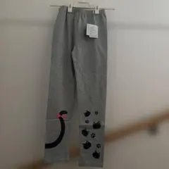 【新品タグ付き】140 レギンス　スパッツ　パンツ グレー　ネコ　猫　ねずみ色