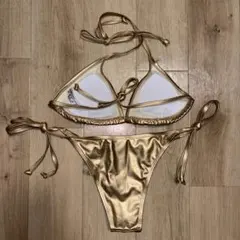 ビキニ xs 水着 ゴールド 紐結びのサムネイル