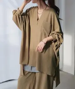 HUG.U ハグユー　シャツ　楊柳ブラウス　七分袖