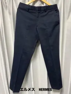 【美品】HERMES エルメス コットンパンツ42ネイビー スラックス ズボン