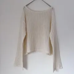 ジーユー 透かし編みニット アイボリー M