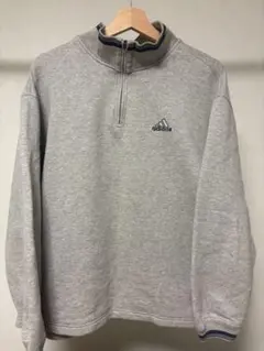 old adidas ヴィンテージ　古着　ハーフジップ　グレー　90s