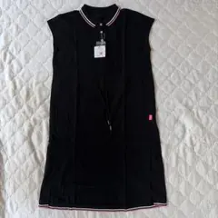 【新品タグ付き】kikki ポロ襟 ノースリーブ ワンピース コットン 黒 M