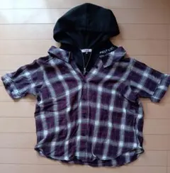 Pink latte フード付きチェックシャツ 150センチ