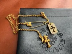 ★JBZSZ　22K金メッキ×S925　クロスプレートネックレス　刻印有り