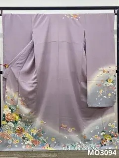 振袖 仮絵羽 銀通し 金彩 大輪 正絹 未仕立て品 八掛付き MOK501