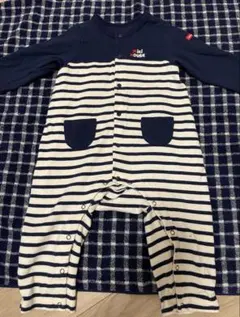 ミキハウス　ストライプロンパース