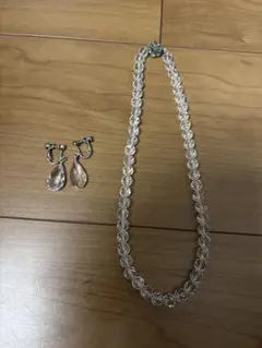 クリスタルビーズ ネックレスとイヤリングセット