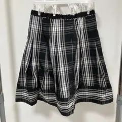 フレアスカート ブラックとホワイト チェック柄 サイズ38