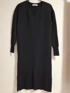 【ナノ・ユニバース】ウール100％ ニットワンピース 36サイズ / ブラック