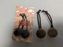 チェック柄布製ヘアゴム2個ずつ2セット