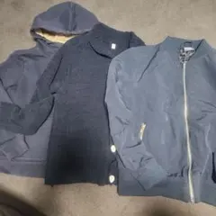 ネイビーのパーカー・カーディガン・ジャケットセット