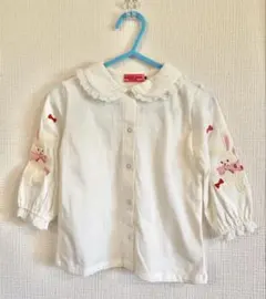 送料込】チエコサクCHIECO SAKU ウサギ刺繍 ホワイトシャツ 90 - メルカリ
