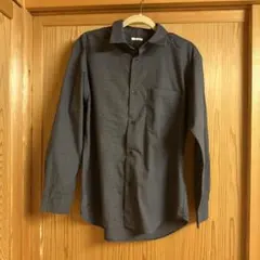 GU ダークグレー チェック柄 ボタンアップシャツ