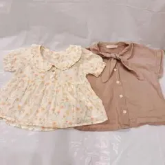 ベビー トップス 半袖 シャツ フラワープリントシャツ 2点セット 80