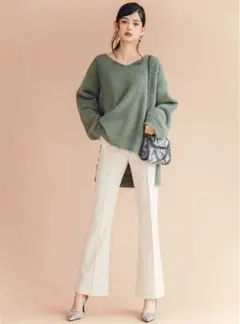 グレイル　フロントタックフレアパンツ[k8360t]Lサイズ　アイボリー系