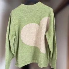 PART2 グリーン パート柄ニットセーター L