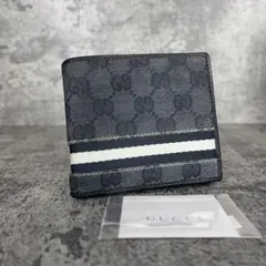 GUCCI GGスプリーム 二つ折り財布 ネイビー