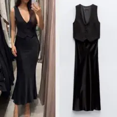 ZARA サテンベストワンピース