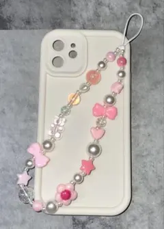 韓国 ビーズストラップ ピンク ハンドメイド