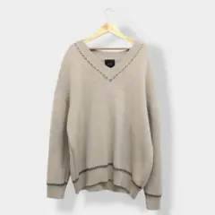 plan.Z Ｖネック ステッチ ニット セーター ベージュ スクールセーター