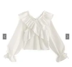 GRL ドビーストライプ柄クロスフリルリボンブラウス