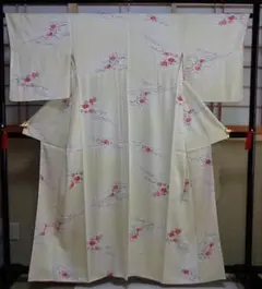 【大幅お値下げ！超特価！！】 柿柄 小紋（正絹）・リバーシブル袋帯 ２点セット