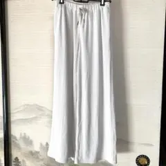 GU リブプルオンワイドフレアパンツ ナチュラル 150cm