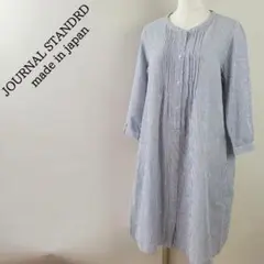 日本製ジャーナルスタンダードリネンブレンド七分袖ワンピースストライプM相当