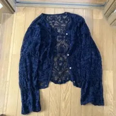 レースカーディガン　紺色
