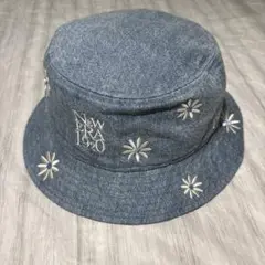 【超美品】ニューエラ★Flower Embroidery★デニムバケットハット★